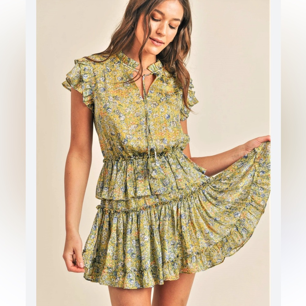 Floral Yellow Mini Dress